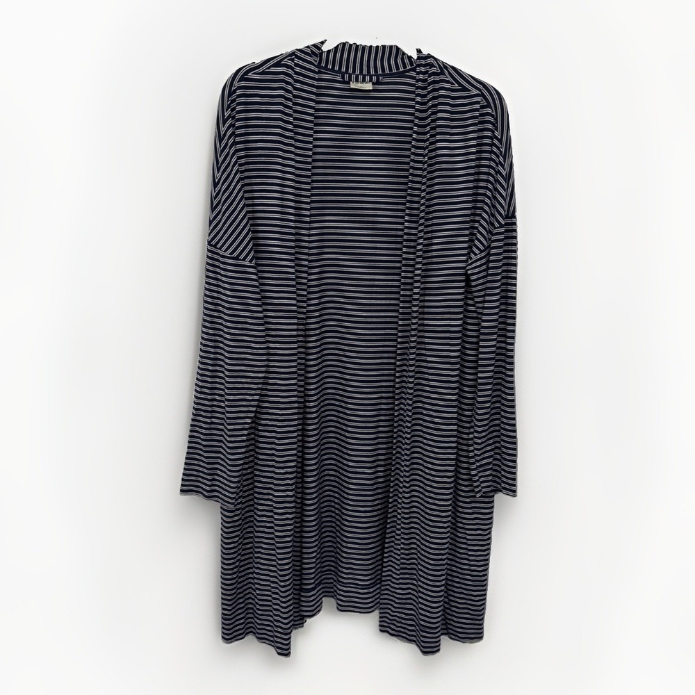 Soma Cool Nights Open Cardigan Wrap Lounge Navy White Heritage Stripe L 804219